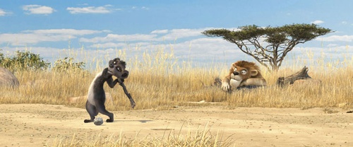 un chien de prairie et un lion