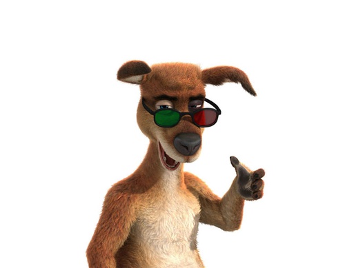un kangourou aux lunettes 3D
