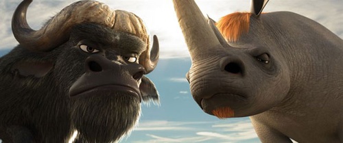 un rhino et un bufle