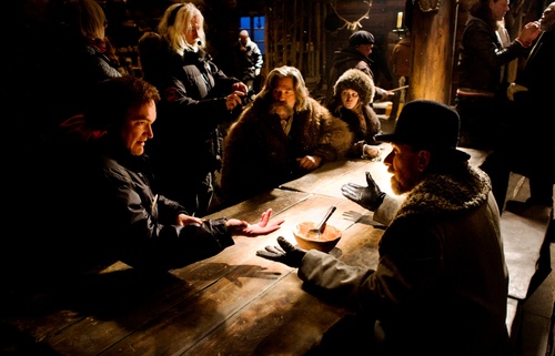 Équipe du film "Les Huit Salopards" avec Quentin Tarantino,Tim Roth et Kurt Russel