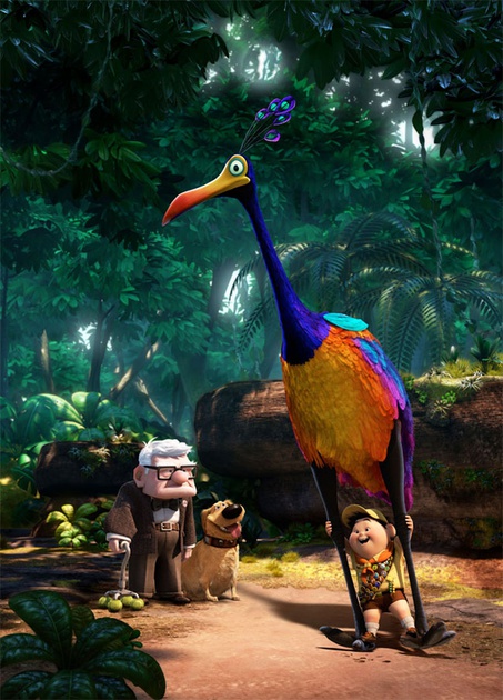 Carl, Dug, l'oiseau et Russell 