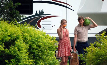 portia doubelday et michael cera en tournage