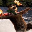 Yogi fait du ski nautique